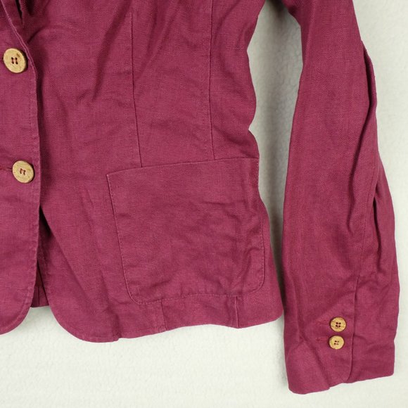 Tobias Womens Blazer Jacket 6 Purple 100% Linen Lightweight Two Button Outdoor - Picture 3 of 11